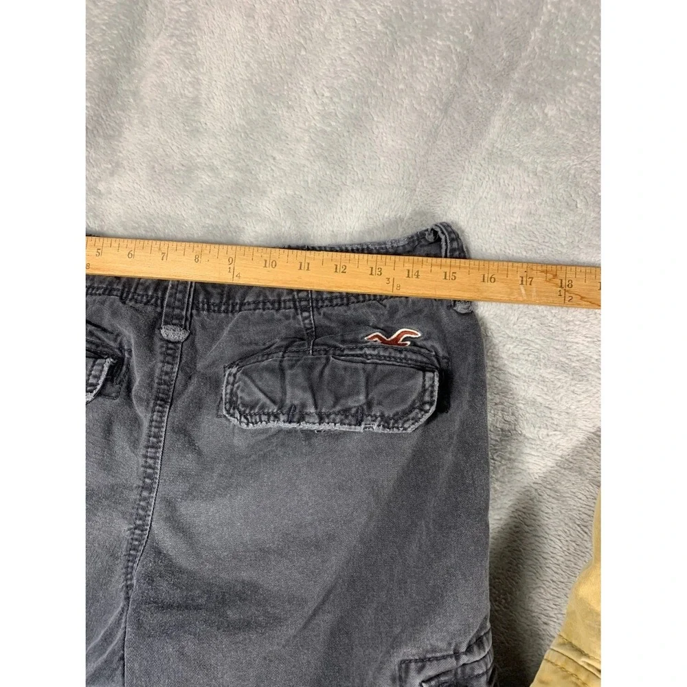 Y2K Lot of 2 Hollister Cargo Shorts Mens 28 Gray Khaki Utility Casual Outdoor